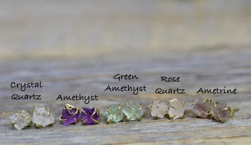 Miniatura 6 de Pendientes de tuerca de piedra preciosa cruda, idea de regalo para el día de la madre, graduación, moda de verano