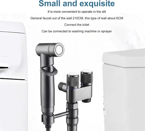 Miniatura 2 de Pulverizador de bidé de mano para inodoro, accesorio de rociador de acero inoxidable para lavado femenino y doble interruptor, accesorio de bidé