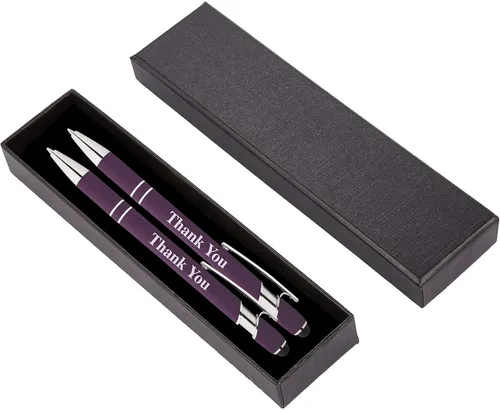Miniatura 6 de Express Pencils Thank You - Juego de 2 bolígrafos de metal suave al tacto con caja de regalo, 2 en 1 combo de bolígrafos para eventos, apreciación