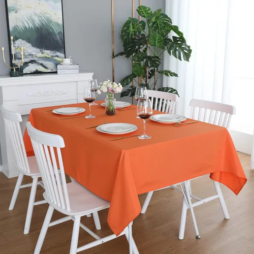 FOLINS&HOME Mantel rectangular naranja en poliéster resistente y resistente al agua, sin arrugas, a prueba de derrames y lavables, 60 x 84 pulgadas,