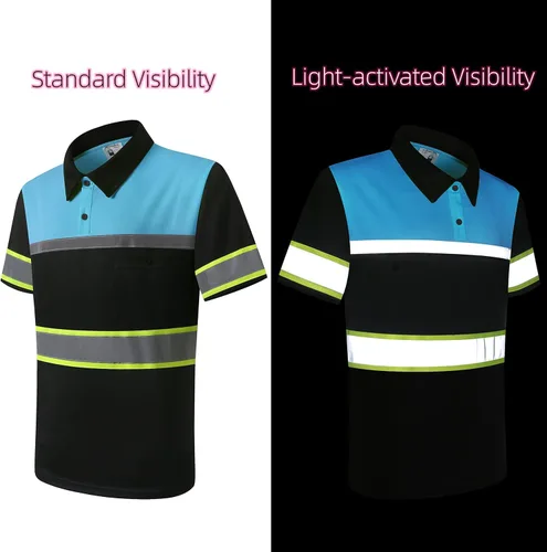 Miniatura 4 de Camisas de seguridad HoliSecure para hombre, camisas polo reflectantes de alta visibilidad para hombre con bolsillo, ropa de trabajo de manga corta