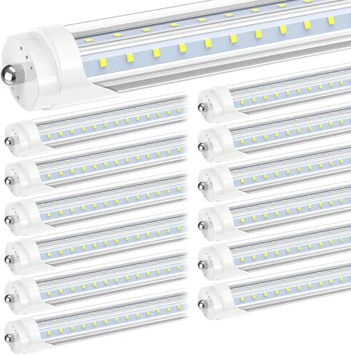 JESLED Tubo de luz LED T8/T10/T12 de 8 pies, base FA8 de un solo pasador, 50W 6000LM 5000K luz blanca diurna, bombilla fluorescente LED en forma de