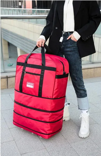 Miniatura 4 de Radefasun Bolsa de viaje expandible de Oxford con ruedas, impermeable, ligera, plegable, para viajar, Rojo