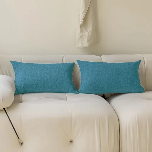 Miniatura 18 de Fundas de almohada decorativas Demetex grises 18x18, fundas de almohada cuadradas de lino para sofá, fundas de almohada estilo granja para cama