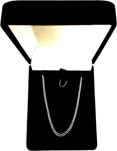 Miniatura 4 de Jewelry Affairs 10k White Gold Rope Chain Necklace, 0.5mm