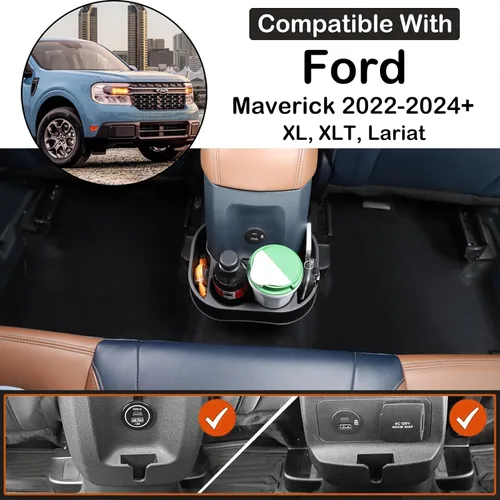 Miniatura 2 de Bandeja organizadora expansora para portavasos trasero de automóvil compatible con Ford Maverick 2022-2026, soporte de doble taza trasero