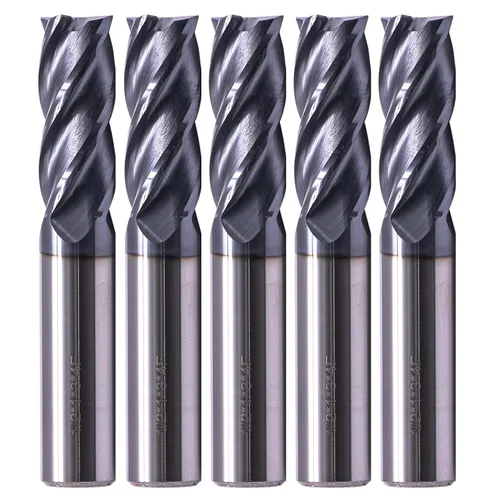 BestParts 5 fresas cuadradas de carburo sólido de alto rendimiento, revestimiento AlTiN, 4 flautas, hélice de 30 grados, diámetro de corte de 1/2