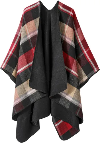 Miniatura 61 de Poncho chal para mujer, suéteres suaves y cálidos para mujer, parte delantera abierta, poncho de viaje para otoño, invierno y primavera