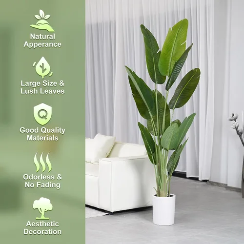 Miniatura 3 de Árbol Artificial de 6.6 Pies de Seda Ave del Paraíso Grande Plantas Falsas Grandes en Maceta Plantas de Piso de Seda Sintética Altas para Decoración