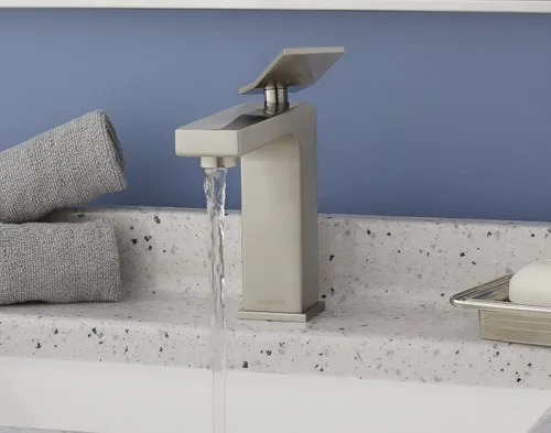 Miniatura 2 de Gerber Avian - Grifo de baño de una sola manija con drenaje de toque de metal, níquel cepillado cepillado níquel