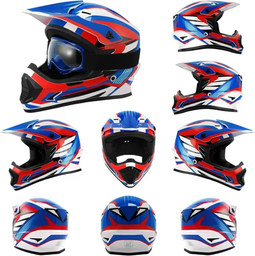 Miniatura 33 de TCMT Casco de motocross para jóvenes, certificado por DOT, casco de motocross ATV de cara completa para niños con gafas, guantes y bolsa para casco