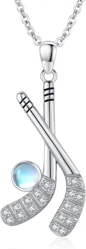 Miniatura 9 de Collar de Béisbol/Golf/Hockey/Tenis Plata de Ley 925 Piedra Lunar Pelota Colgante Deportivo Joyería Regalos de Graduación para Mujeres Novia Mamá
