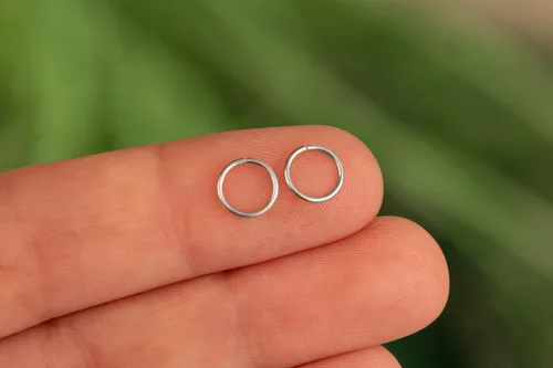 Miniatura 130 de Aretes de aro de oro de plata – Aretes de aro para mujer, dos piezas de aros de plata fina rellenos de oro, aro de hélice, anillo de tragus, aro