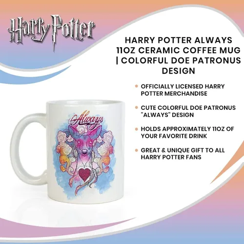 Miniatura 6 de Harry Potter Taza de café Always de 11 onzas, diseño colorido de Doe Patronus, regalo para niños, niñas, adolescentes, adultos, mujeres, día