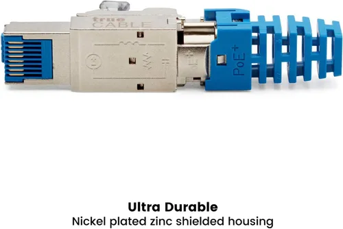 Miniatura 6 de TRUE CABLE Enchufe de terminación de campo sin herramientas Cat6A, STP blindado, PoE++ 4PPoE, sin herramientas, conector modular RJ45, 10Gb
