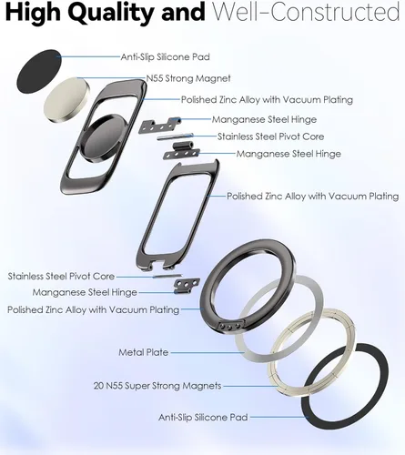 Miniatura 7 de Doflyesky para soporte magnético de teléfono MagSafe [Actualización de imanes de doble bisagra lateral] Compatible con anillo MagSafe para gimnasio