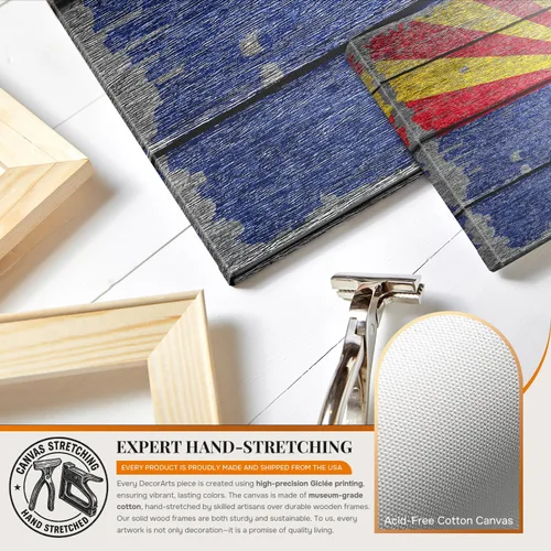 Miniatura 5 de DECORARTS - Arte de pared rústico de la bandera del estado de Arizona, fabricado en Estados Unidos, impresión de lienzo giclée de archivo, lienzo