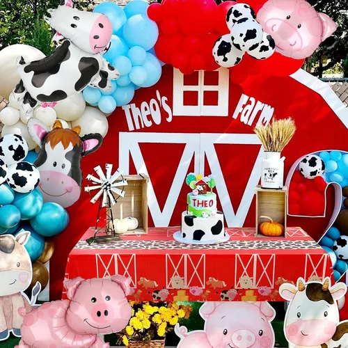 Miniatura 5 de Mantel de plástico desechable de granja para picnic, baby shower, cumpleaños, corral, granja, temática de animales, suministros de decoración