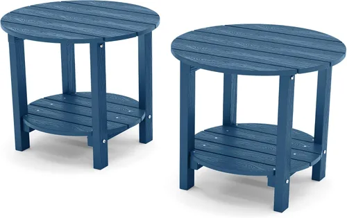 Miniatura 10 de YEFU Adirondack - Mesa auxiliar doble para exteriores, de 18 pulgadas, mesa auxiliar de madera de polietileno, resistente a la intemperie para Negro
