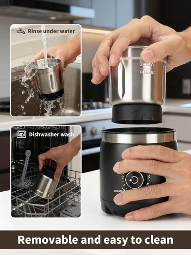 Miniatura 5 de LAOION Molinillo de café eléctrico con cuchillas silenciosas y perilla de temporizador para ajustar de grueso a fino, molinillo de café expreso