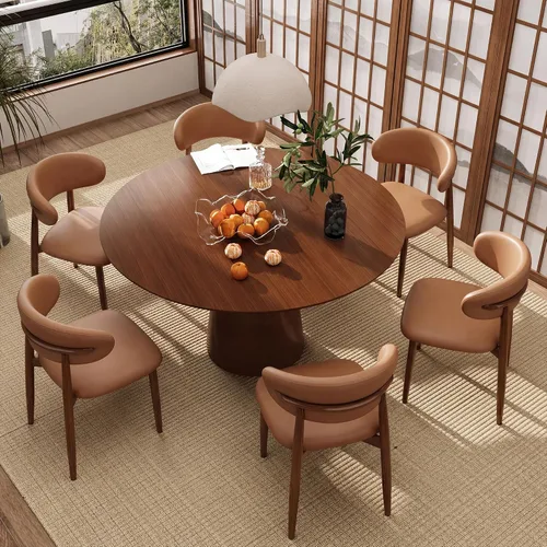 Miniatura 18 de Juego de 2 sillas de comedor para cocina, tapizadas, modernas, de cuero, original/beige