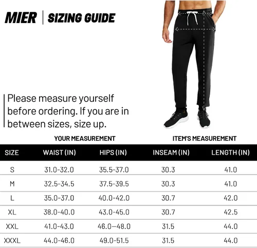 Miniatura 7 de MIER Men's Cotton Joggers Athletic Sweatpants for Gym Workout Active Lounge Jersey Track Pants with Pockets, Elastic Waist