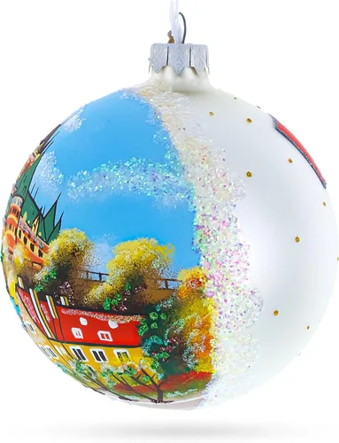 Miniatura 2 de Old Quebec City, Canadá, bola de cristal, adorno navideño de 4 pulgadas