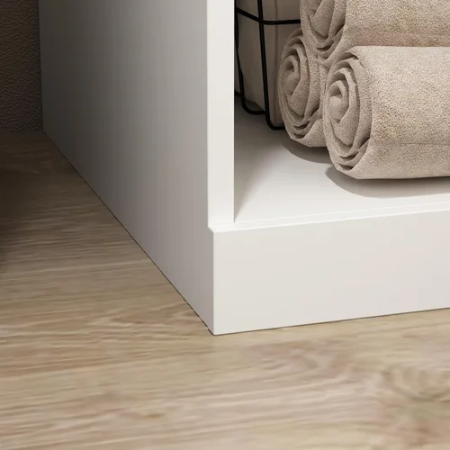 Miniatura 7 de ECACAD Armario delgado blanco con 2 puertas, estantes de 3 niveles y barra para colgar, armario de almacenamiento de madera para dormitorio