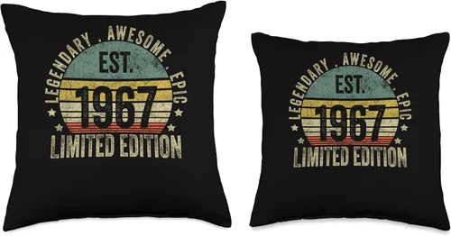Miniatura 3 de 56th Birthday Vintage 56 Year Old Est 1967 Limited Edition Throw Pillow