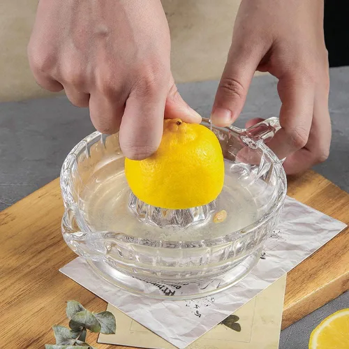 Miniatura 3 de Exprimidor de cítricos con mango y boquilla de vertido, exprimidor manual de vidrio para limón pequeño y naranja pequeña
