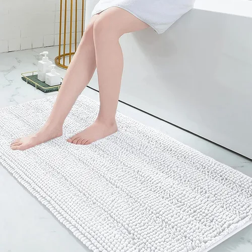 Miniatura 211 de Grandaily Alfombras de baño de felpilla a rayas de 24 x 16 pulgadas, extra gruesas y suaves, absorbentes, parte trasera de goma, alfombra de ducha