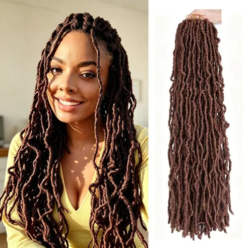 Miniatura 17 de 6 Paquetes Soft Locs Cabello de Ganchillo Pre Looped Faux Locs Trenzas de Ganchillo Goddess Locs Dreadlocs Cabello Sintético Para Mujeres Negras 1b
