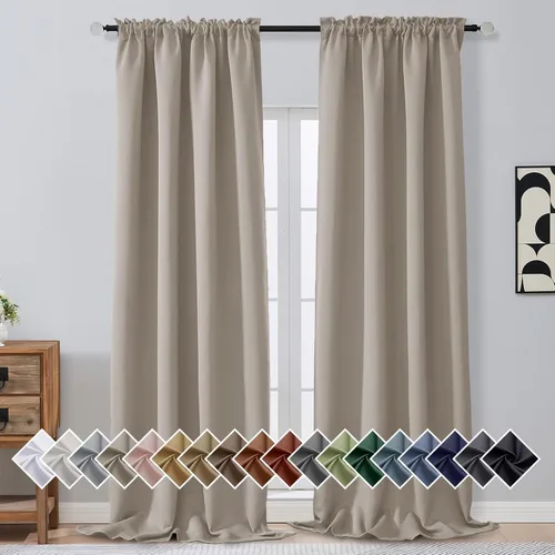 Miniatura 222 de OVZME Cortinas opacas turquesa para tratamiento de ventanas pequeñas, cortinas cortas con bloqueo de luz para ventana de cocina sobre el fregadero
