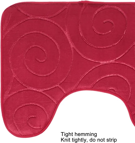 Miniatura 7 de Juego de 3 tapetes de baño, tapetes con relieve para tapa de inodoro, tapete antideslizante absorbente lateral para baño, baño (gris)