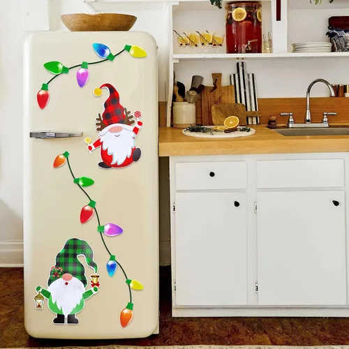 Miniatura 3 de 43 piezas de decoraciones navideñas para auto y refrigerador: set de accesorios con imanes reflectantes en forma de bombilla y gnomo, decoración