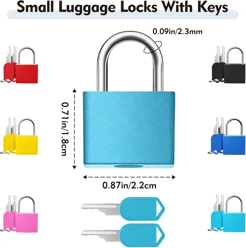 Miniatura 2 de 6 cerraduras de equipaje pequeñas con llaves cubiertas de plástico Mini candado para maleta, mochila y caja