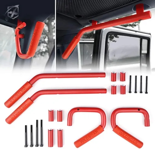 Miniatura 8 de Xprite Kit de 4 piezas de asas de agarre de aluminio delanteras y traseras, asas de barra de protección resistentes compatibles con 2007-2018 Jeep