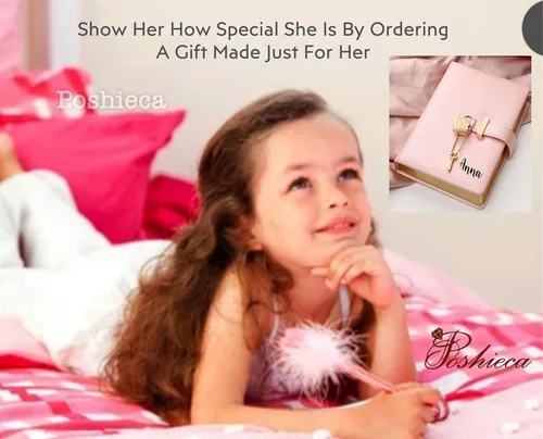 Miniatura 7 de Agenda personalizada con cerradura y llave para niñas, tamaño B6 de 5.3 x 7 pulgadas, 290 páginas con bordes dorados, cierre de corazón dorado