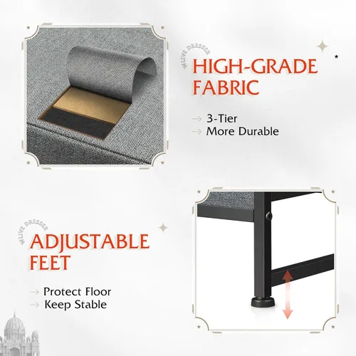 Miniatura 7 de WLIVE Cómoda de tela para dormitorio, cómoda doble de 6 cajones, torre de almacenamiento con cubos de tela, cómoda para armario, sala de estar