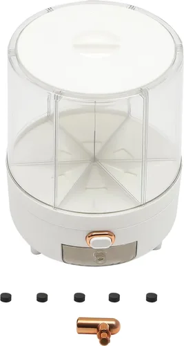 Miniatura 8 de Dispensador de arroz, dispensador de cereales giratorio de 360° con tapa, organizador de almacenamiento de granos para encimera de cocina, alimentos