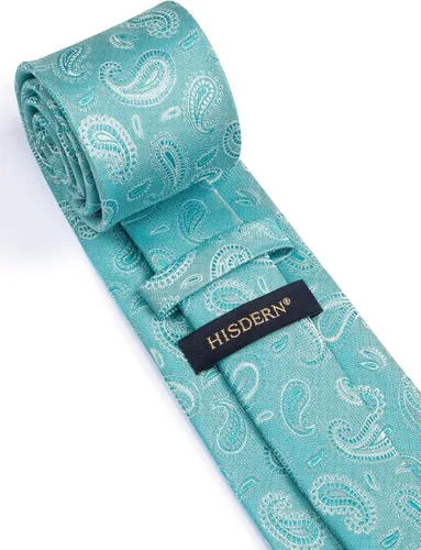 Miniatura 91 de HISDERN Corbatas para hombre, corbata de cachemira y bolsillo cuadrado tejido clásico floral para hombre, corbata de fiesta de boda