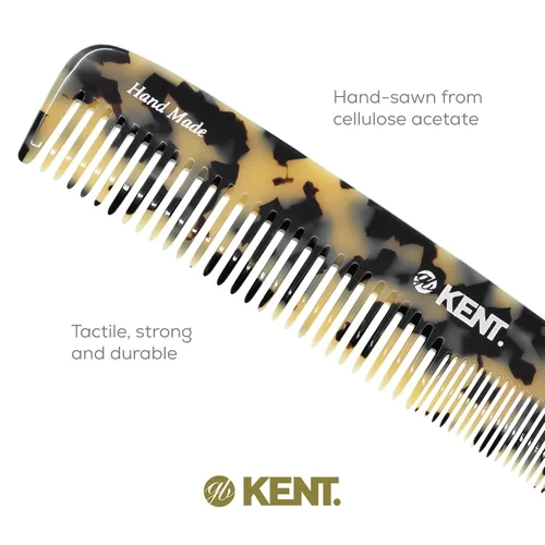 Miniatura 5 de Kent 9T Peine Desenredante de Dientes Finos y Dientes Anchos - Peine de Peinado Grande Hecho a Mano con Corte de Sierra para Cabello Húmedo y Blanco