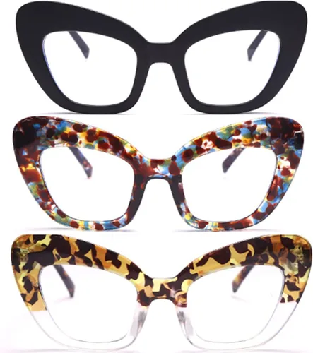Miniatura 2 de Paquete de 3 lentes de lectura con bloqueo de luz azul, lentes de lectura con marco de ojo de gato para mujer