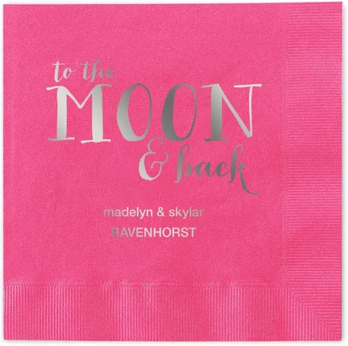 Miniatura 2 de Moon And Back - Servilletas de cena personalizadas, 100 servilletas negras de papel de 3 capas con elección de papel de aluminio/servilletas