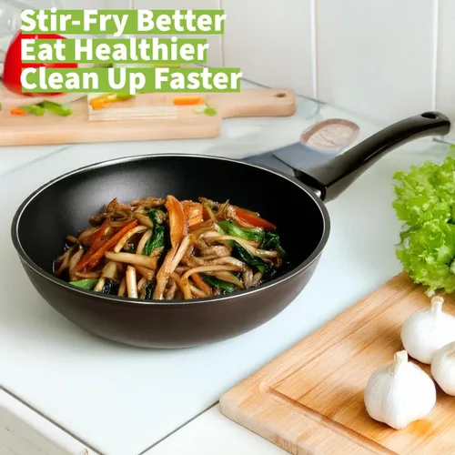 Miniatura 2 de TECHEF - Blooming Flower Collection, wok/sartén para freír de 12 pulgadas, recubierta 6 veces con revestimiento antiadherente de teflón platino