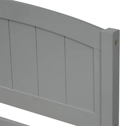 Miniatura 7 de Cama individual con nido, marco de cama de madera con cabecero y estribo, plataforma de madera para niños, niñas, niños, adolescentes y adultos, gris