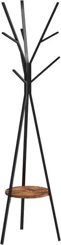 Miniatura 8 de HOME BI Perchero de pie para sombreros y abrigos, soporte de exhibición, árbol de pasillo de metal, con 9 ganchos para sombreros, abrigos y bufandas