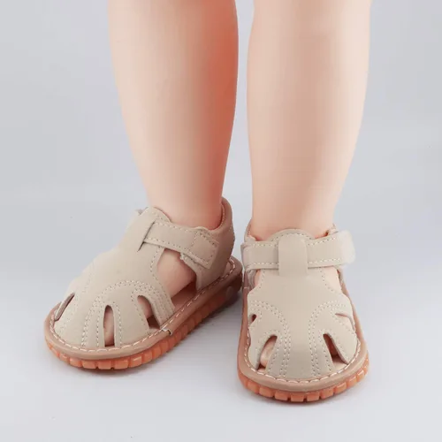 Miniatura 2 de SOFMUO Sandalias chirriantes antideslizantes con suela de goma suave y puntera cerrada, zapatos de verano al aire libre para niños pequeños