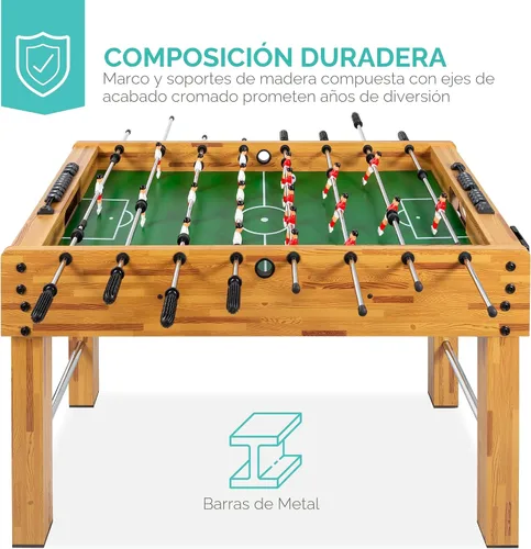 Miniatura 4 de Best Choice Products Mesa de futbolín para niños y adultos, mesa de juegos de fútbol con 2 bolas, 2 soportes para tazas, asas ergonómicas, barras