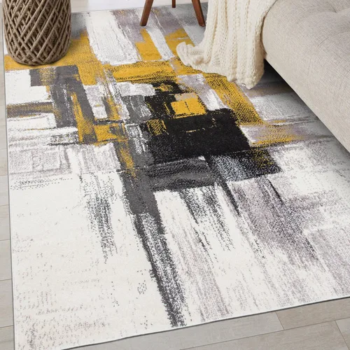 Miniatura 41 de Rugshop Alfombra Corredor Abstracta Contemporánea Negra — No Desprende Pelusa para Pasillo, Entrada y Cocina 2' x 7